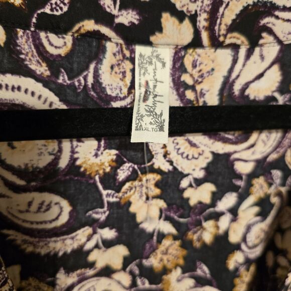 Intimately Free People Call Me Later Bodysuit Paisley Black XL Ruffle Chic Boho - Picture 6 of 15